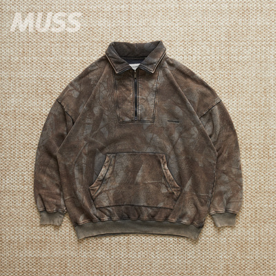 ANACHRONORM硫染半拉链抓绒卫衣