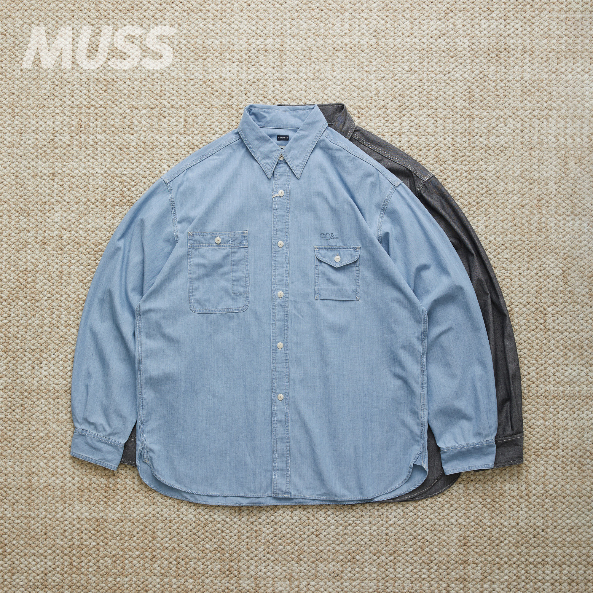 现货 NANAMICA REGULAR CHAMBRAY SHIRT 绳染钱布雷复古休闲衬衫图片
