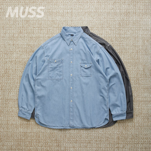 现货 NANAMICA REGULAR CHAMBRAY SHIRT 绳染钱布雷复古休闲衬衫