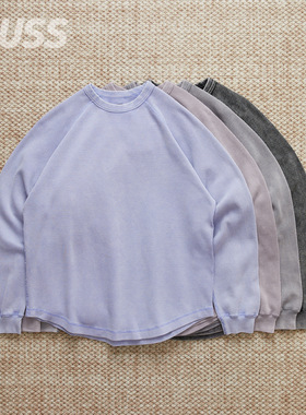 现货 GUNGHO THERMAL  CREWNECK 水洗晕染褪色磨毛华夫格圆领卫衣