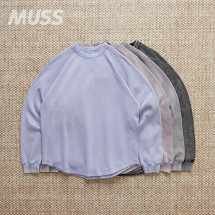 现货 GUNGHO THERMAL  CREWNECK 水洗晕染褪色磨毛华夫格圆领卫衣