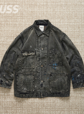 现货 BOWWOW DUCK COVERALL 日产泼墨做旧毛毡内衬四袋工装夹克