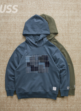 现货 FDMTL BORO EMBROIDERED 日产拼接古布刺子复古连帽卫衣25AW