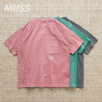 LIBERAIDERS复古泼墨口袋短袖T恤