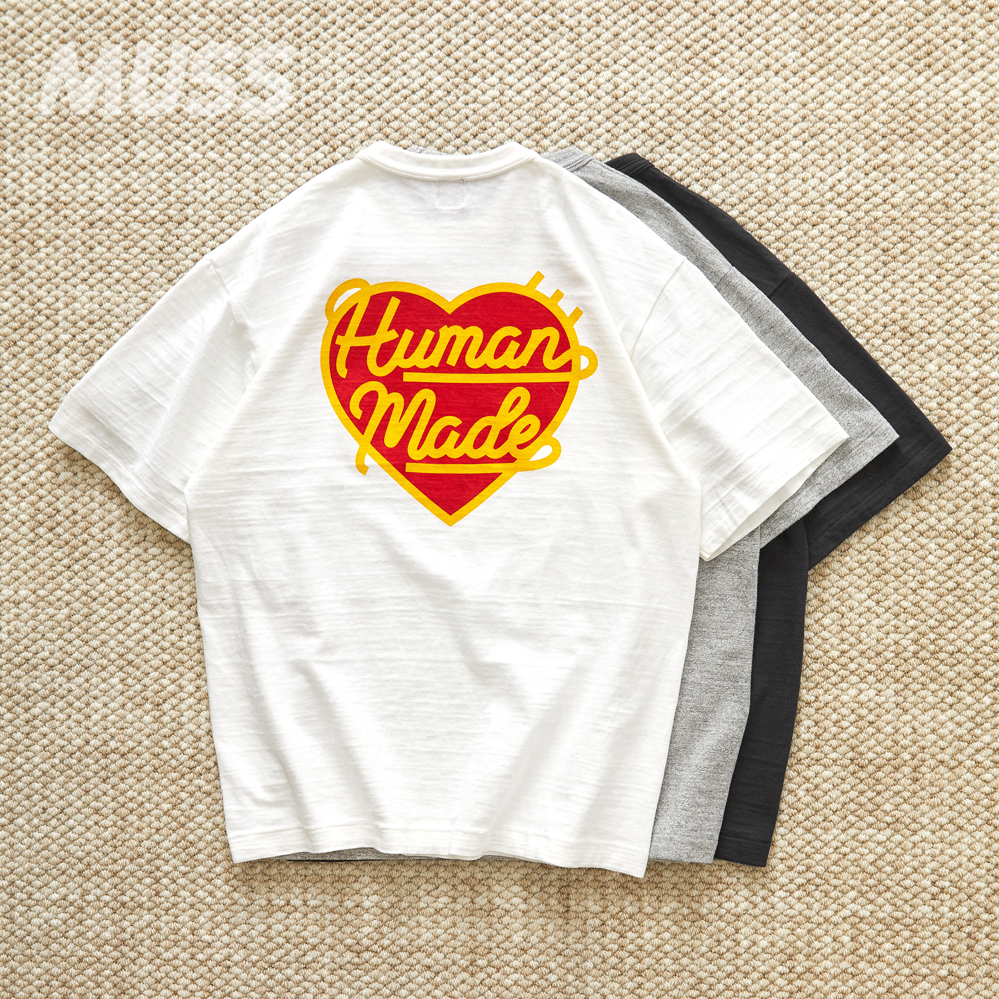 现货 HUMAN MADE HEART BADGE TEE日产竹节棉爱心字母短袖T恤24SS-封面