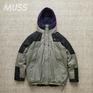 现货 WILDTHINGS IDITAROD MASSIF 复古拼色保暖宽松连帽羽绒服