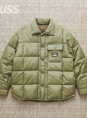现货 HUMAN MADE DOWN SHIRT 北极熊徽标休闲保暖羽绒衬衫24AW