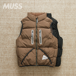 现货 AND WANDER X GRAMICCI WOOL 联名格纹保暖防水羽绒马甲25AW