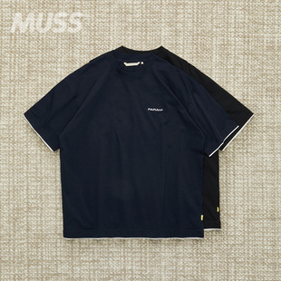 FARAH 简约刺绣LOGO假两件休闲短袖 LAYERED TEE T恤 现货