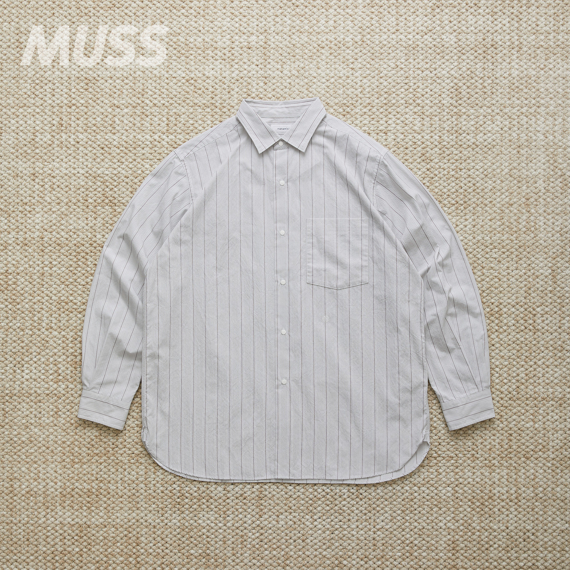 现货NANAMICA REGULAR COLLAR STRIPE日产包纱芯条纹休闲衬衫26SS