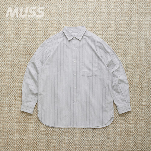 现货NANAMICA REGULAR COLLAR STRIPE日产包纱芯条纹休闲衬衫26SS