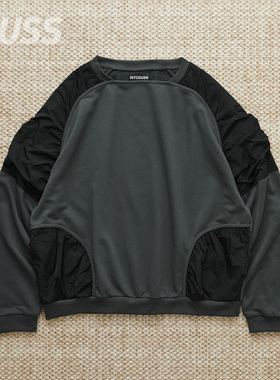 现货 INTODUSK SWITCHING SWEAT 混纺拼接廓形长袖圆领卫衣 25SS