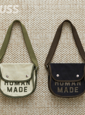 现货 HUMAN MADE SHOULDER BAG 水洗帆布复古拨染印花单肩包 26SS