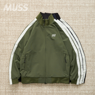 现货 TAION REVERSIBLE JERSEY  双面穿休闲条纹立领夹克外套