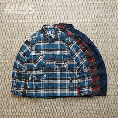 LIBERAIDERS粗织法兰绒格纹衬衫