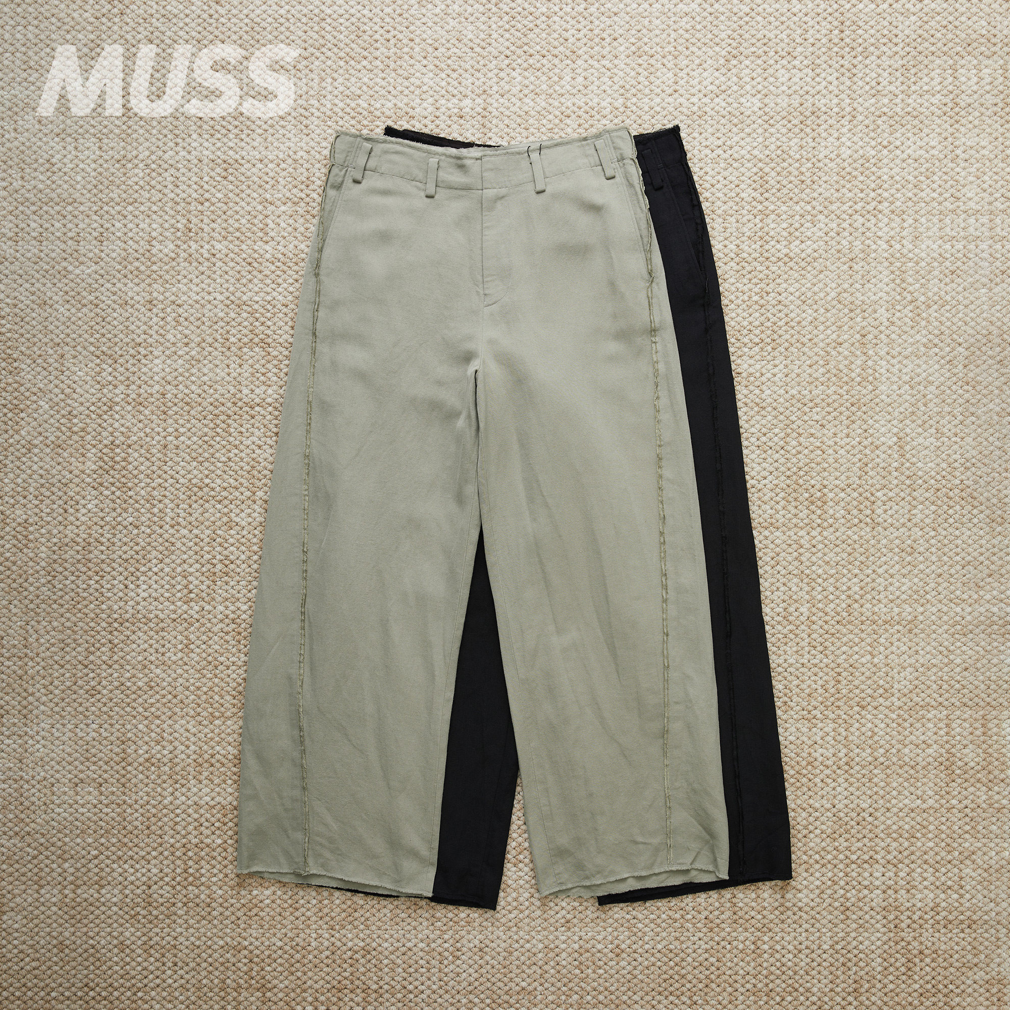 现货 NAME SIDE SEAM TROUSERS 日产羊毛亚麻混纺立体剪裁休闲裤