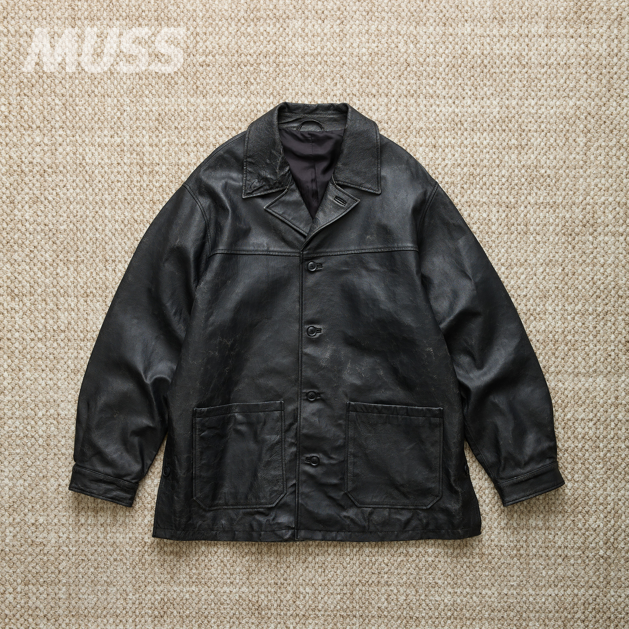 现货YOKE CRACKED GOAT LEATHER CAR COAT复古做旧山羊皮夹克25SS