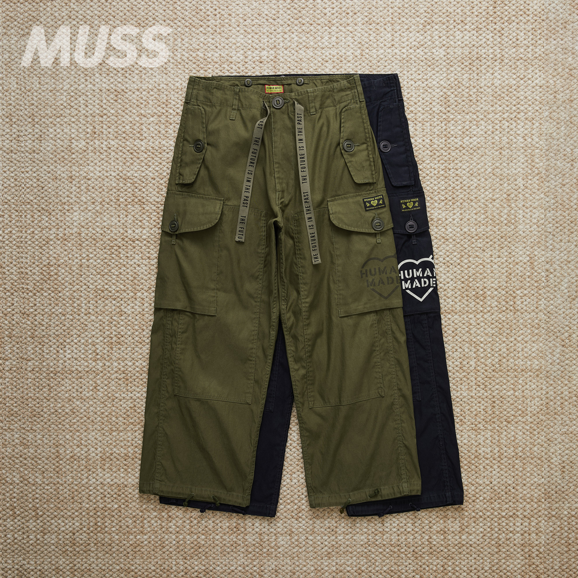 HUMANMADE复古做旧军事工装裤