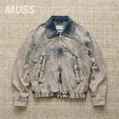 DYE DENIM FRONT 现货YOKE ZIP BLOUSON日产水洗渐变褪色牛仔夹克