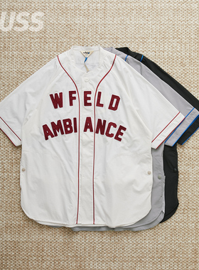 现货 WFELD BASEBALL SHIRT 防泼水缎面字母刺绣棒球衫 25SS