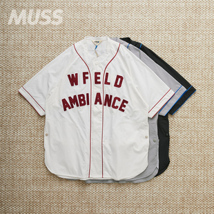 现货 WFELD BASEBALL SHIRT 防泼水缎面字母刺绣棒球衫 25SS