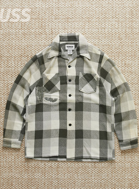 现货 BOWWOW FLANNEL SHIRT 做旧破坏法兰绒格纹口袋衬衫 25AW