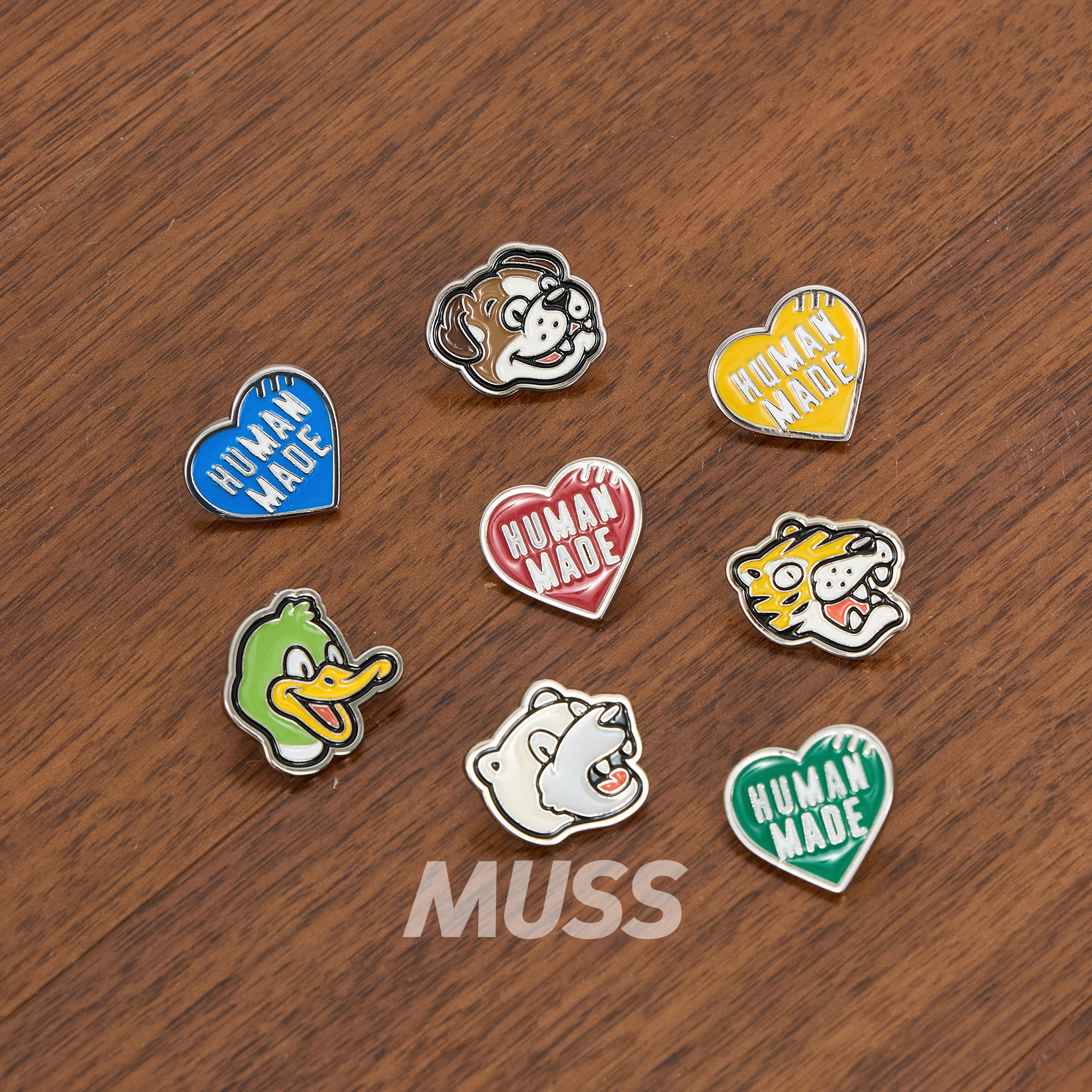 现货 HUMAN MADE PINS SET 爱心鸭子北极熊徽章胸针别针套装