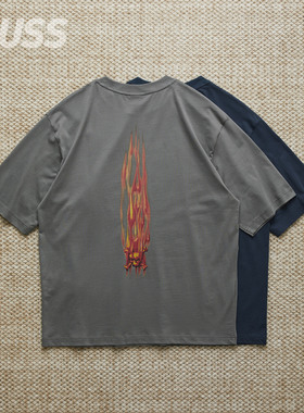 现货 OAKLEY FLAME GRAPHIC TEE休闲字母火焰印花轻薄棉质短袖T恤