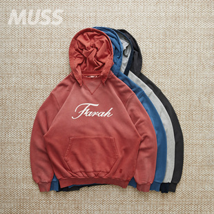 AFTERHOOD水洗拼接做旧复古字母连帽卫衣25AW VINTAGE 现货 FARAH