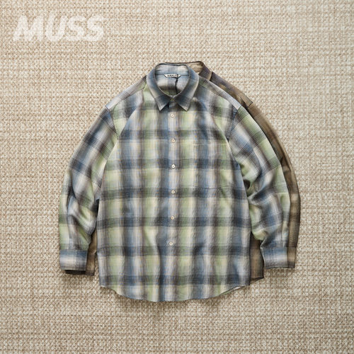 AURALEE可水洗超细羊毛格纹衬衫