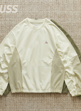现货 ROA HIKING PANELED CREWNECK 塔夫绸拼接刺绣圆领卫衣 24SS