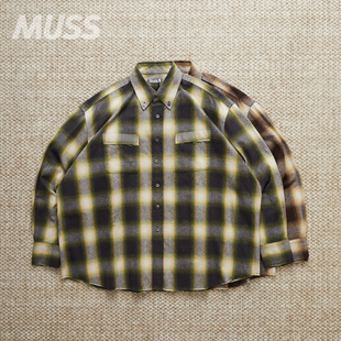 NAME. 日产破坏流苏法兰绒格纹衬衫 FLANNEL REGULAR OMBRE 现货