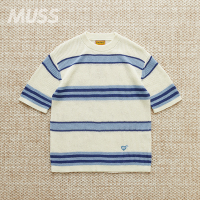 HUMANMADE复古条纹短袖针织衫