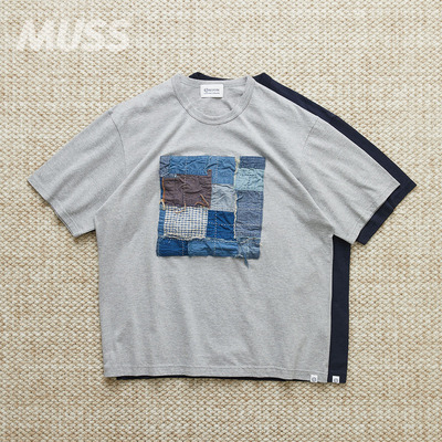 现货 KUON BORO PATCHED TEE 日产贴布拼接休闲针织短袖T恤 25SS