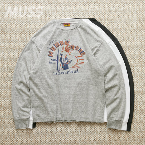 HUMANMADE日产字母印花长袖T恤