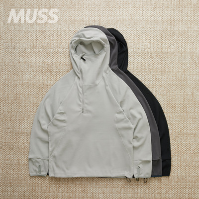 MEANSWHILE日产斜拉链华夫格卫衣