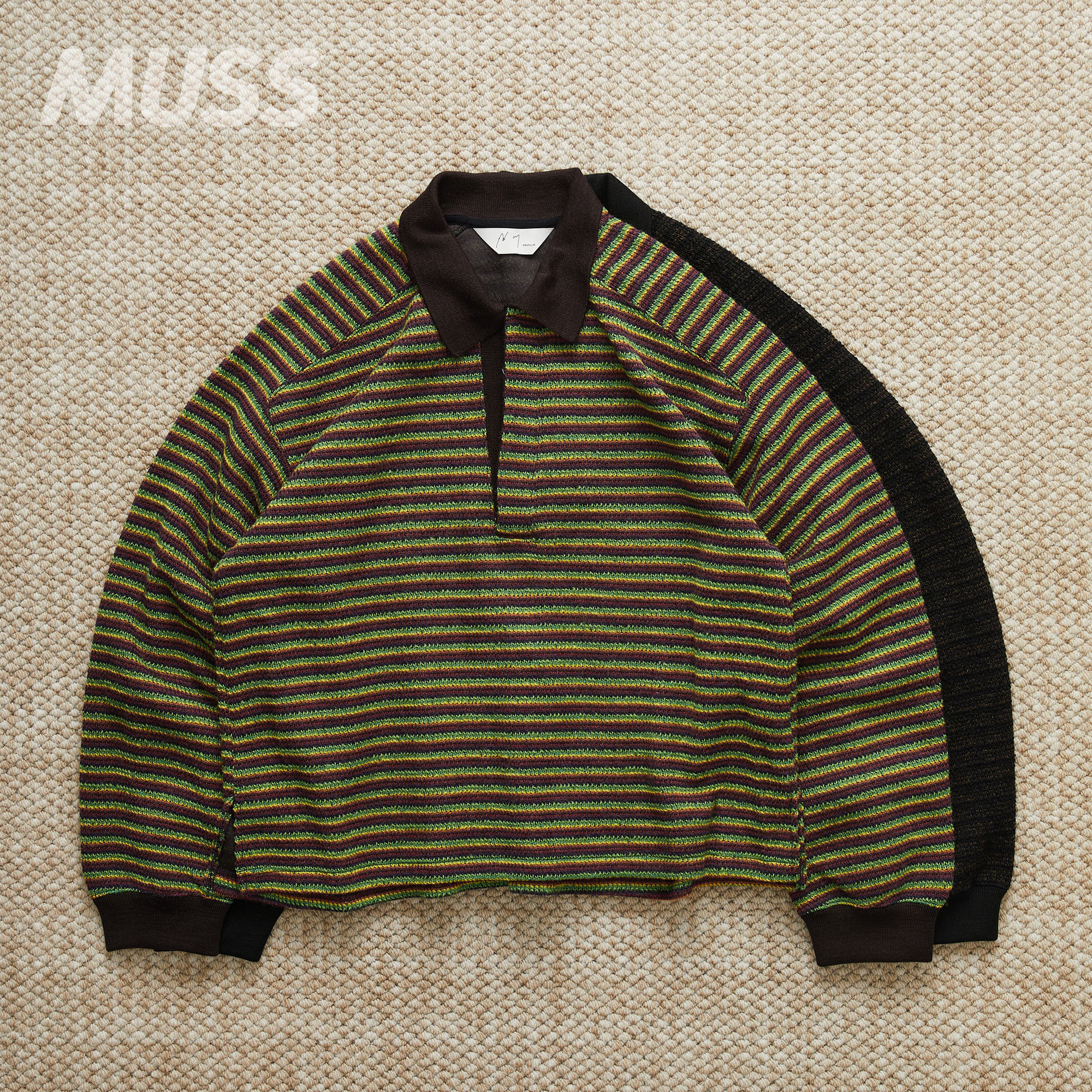 现货 ANCELLM WOOL BORDER SKIPPER 日产羊毛条纹针织POLO衫 25AW