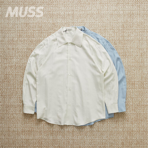 AURALEE匹马棉羊绒人字纹衬衫