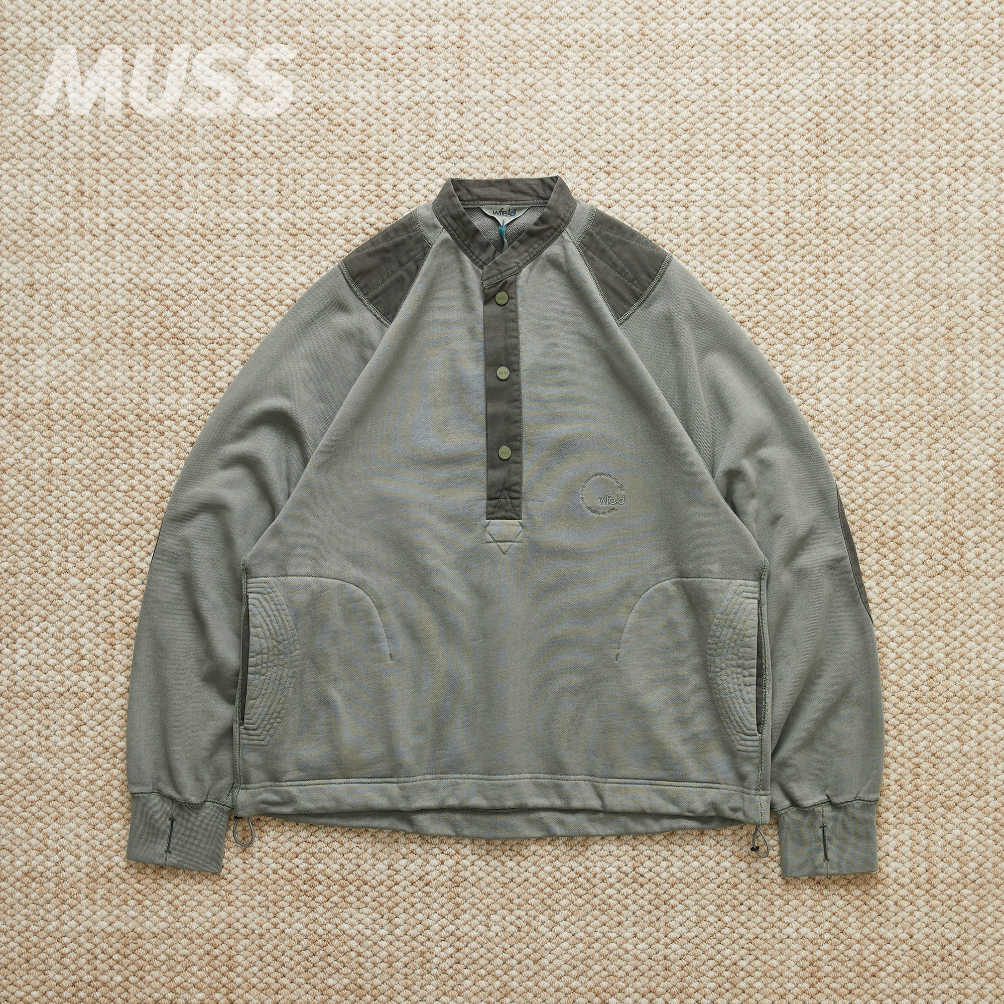 WFELD染色做旧拼接亨利领卫衣