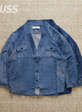 现货 FDMTL BORO JAQUARD HAORI SHIRT 日产蓝染羽织牛仔道袍夹克