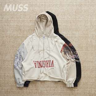 现货 PROTOCOL INDEX UPSIDE DOWN 反转拼接做旧破坏拉链卫衣25AW