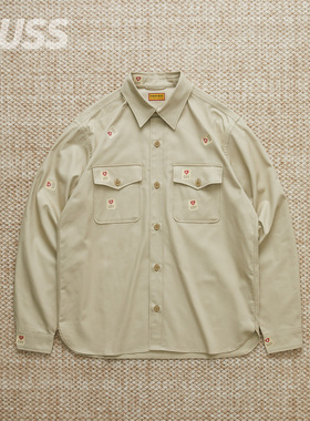 现货 HUMAN MADE MILITARY WORK SHIRT 日产标签补丁斜纹军事衬衫
