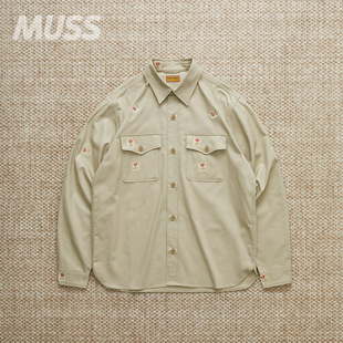 MILITARY MADE WORK SHIRT 现货 日产标签补丁斜纹军事衬衫 HUMAN