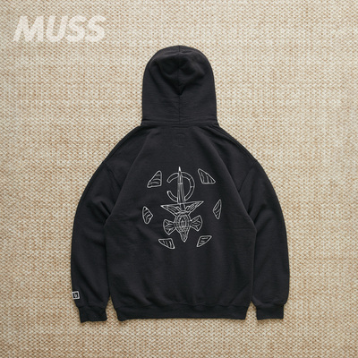 现货 LIBERAIDERS TIFINAGH EMBROIDERY磨毛做旧字母图腾连帽卫衣