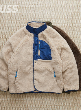 现货 LIBERAIDERS RETRO PILE FLEECE拼接立领山系户外摇粒绒夹克