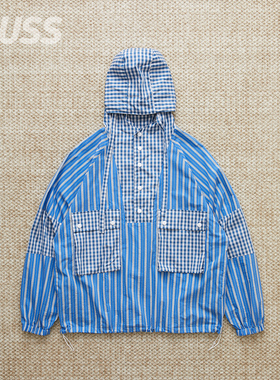 现货 F/CE. PANELLED HOODIE SHIRT 轻质条纹格休闲连帽夹克 25SS