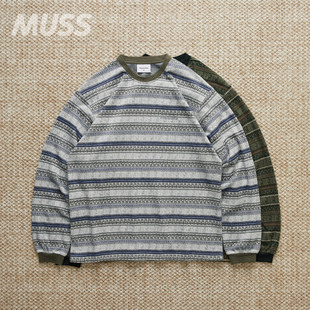 现货 THISISNEVERTHAT PATTERN STRIPED 复古提花条纹长袖T恤25AW