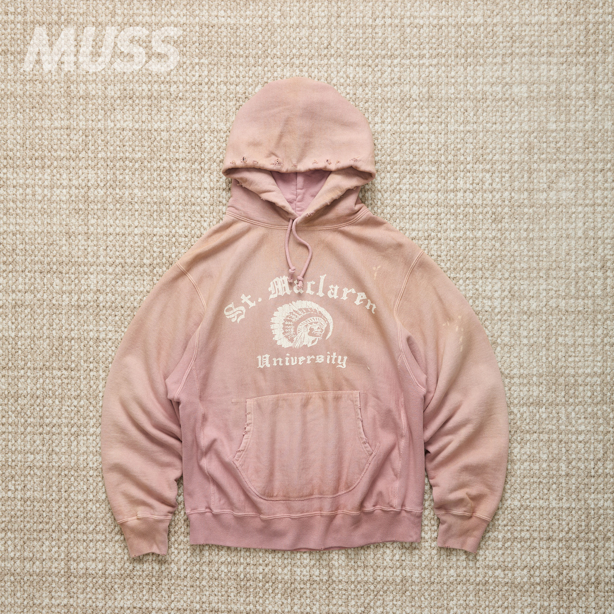 现货 BOWWOW ST. MACLAREN UNIV. HOODIE 日产破坏做旧水洗卫衣