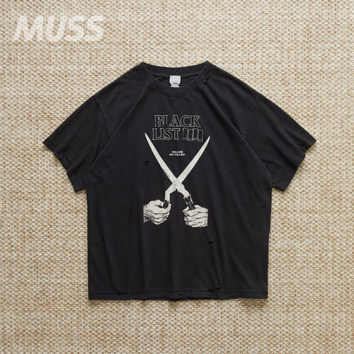 PROTOCOLINDEX水洗破坏字母T恤