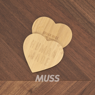 现货 HUMNAN MADE WOOD COASTER 爱心图案形状木质杯垫两件套